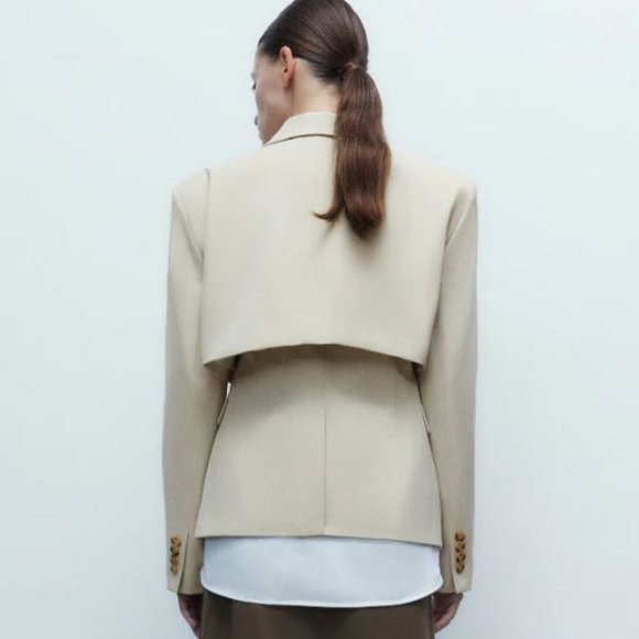 Urban Revivo - Notch Lapel Straight Blazer And Vest Set - Picture 3 of 5